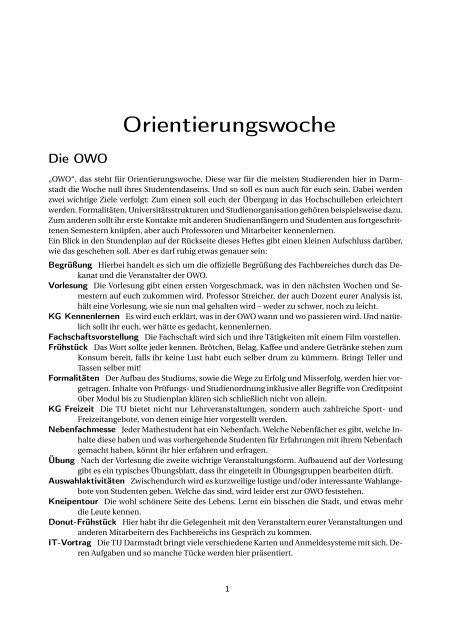 OWO-Info - Fachbereich Mathematik - Technische Universität ...