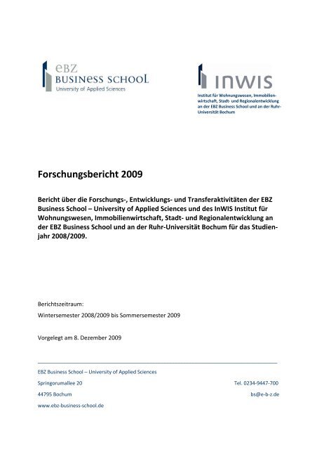 Forschungsbericht 2009 - EBZ Business School