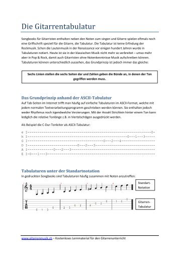 Die Gitarrentabulatur (PDF) - Gitarre & Musik