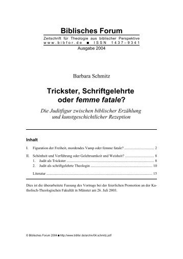 Trickster, Schriftgelehrte oder femme fatale? - Biblisches Forum