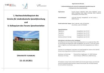 1. Nachwuchskolloquium des Vereins für niederdeutsche ...