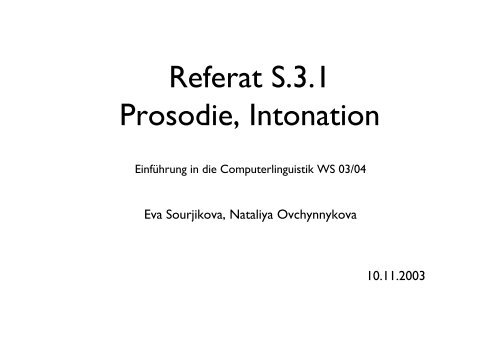 Referat S.3.1 Prosodie, Intonation