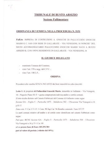 TRIBUNALE DI BUSTO ARSIZIO Sezione Fallimentare - FA.IR