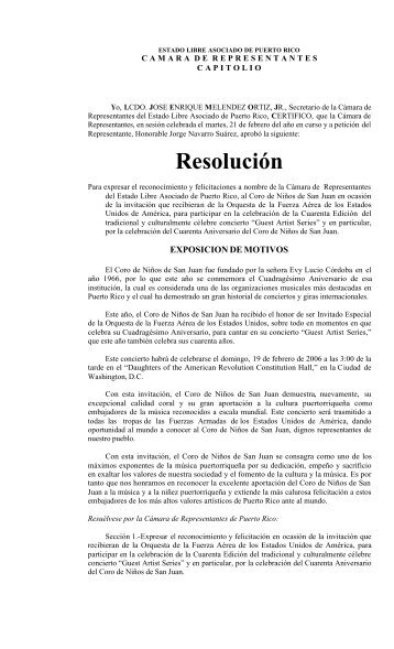 Resolución - Cámara de Representantes