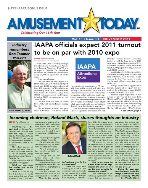 IAAPA officials expect 2011 turnout to be on - Amusement Today