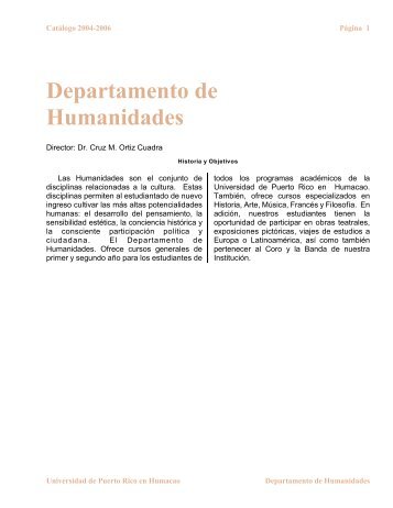 Departamento de Humanidades - Universidad de Puerto Rico en ...