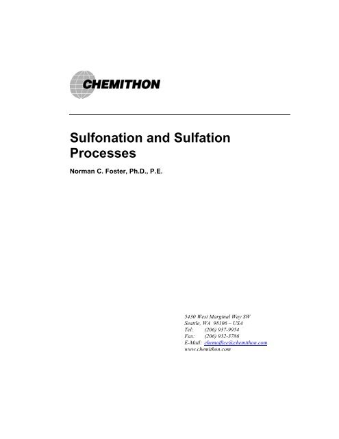 Sulfonation and Sulfation Processes - Chemithon