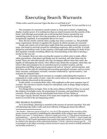 Executing Search Warrants - Alameda County District Attorney's Office