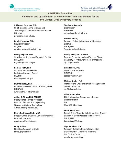 Participant List - The National Institute of Biomedical Imaging and ...