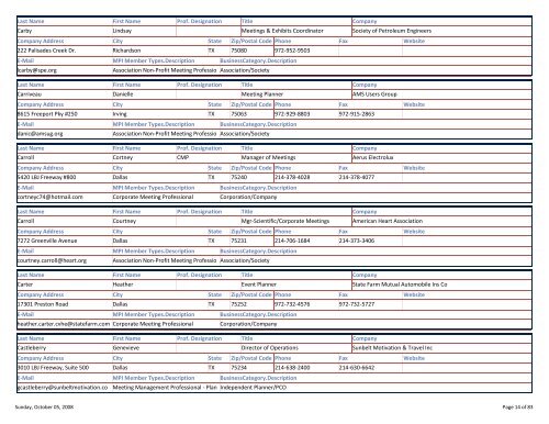 MPI DFW MEMBER DIRECTORY