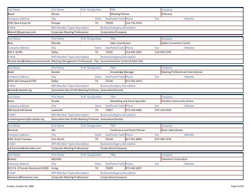 MPI DFW MEMBER DIRECTORY