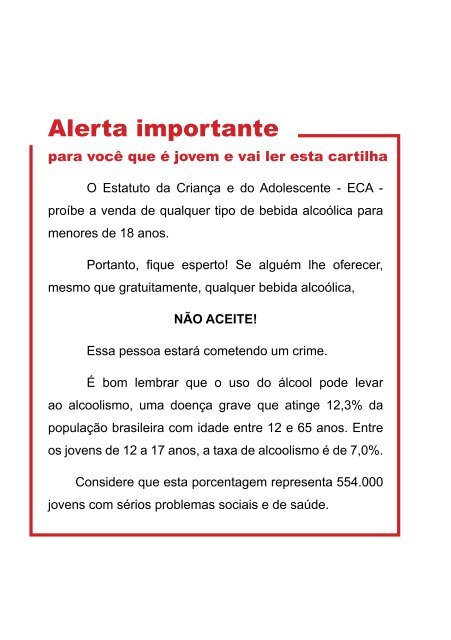 Drogas: Cartilha álcool e jovens - Coordenadoria Estadual Antidrogas