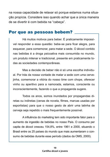 Drogas: Cartilha álcool e jovens - Coordenadoria Estadual Antidrogas