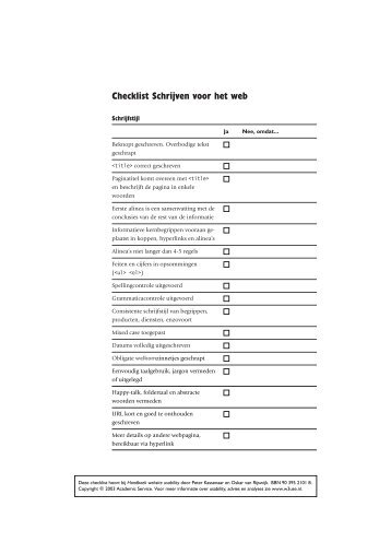 Checklist Schrijven voor het web - Handboek website usability