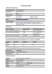 Curriculum Vitae - University of Sarajevo