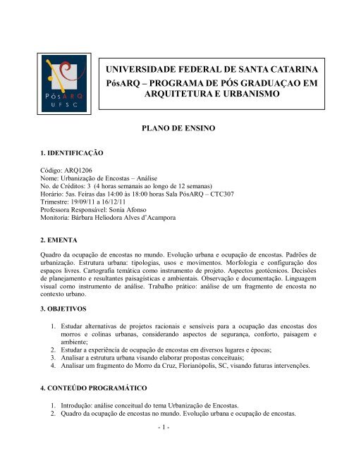 plano de ensino - Sonia Afonso - UFSC