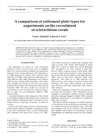 A comparison of settlement plate types for ... - Inter Research