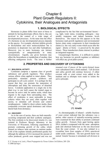 Chapter 6 Plant Growth Regulators II: Cytokinins, their Analogues ...