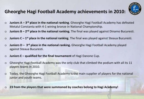 HAGI Academy overview - Academia de fotbal Gheorghe Hagi