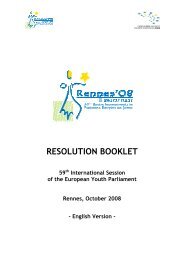 RESOLUTION BOOKLET - European Youth Parliament