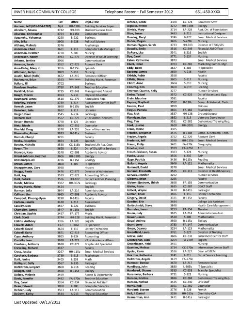 Printable version of the Faculty/Staff Directory - Inver Hills ...
