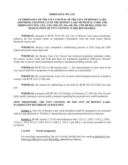 Ordinance 1231.pdf - City of Bonney Lake