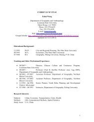 1 CURRICULUM VITAE Fahui Wang Department of Geography and ...