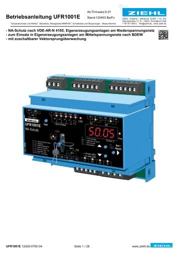 Betriebsanleitung UFR1001E Stand:120403 Ba/Fz - ziehl.de