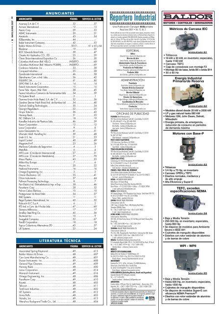 Servicio al Lector en línea: www.reporteroindustrial.com/servicio