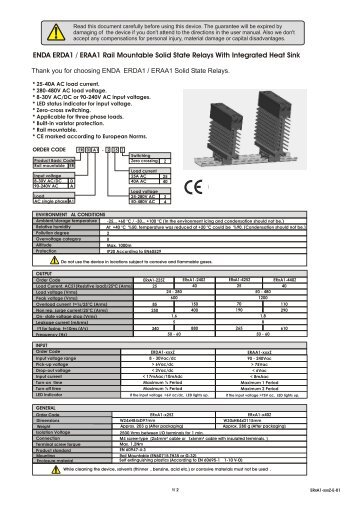 ENDA ERDA1 / ERAA1 Rail Mountable Solid State Relays With ...