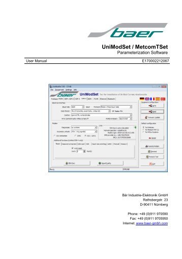 UniModSet / MetcomTSet - baer-gmbh.com