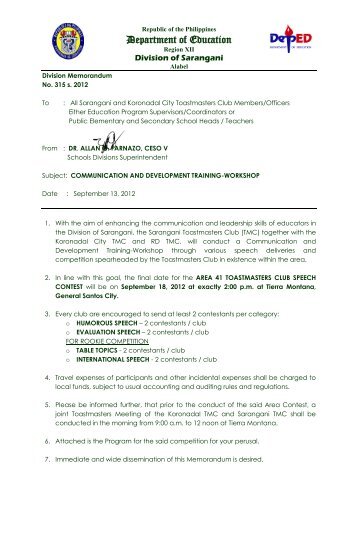 Department of Education - Division of Sarangani