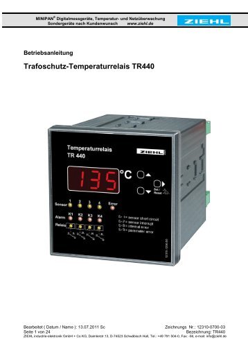 Trafoschutz-Temperaturrelais TR440 - ziehl.de