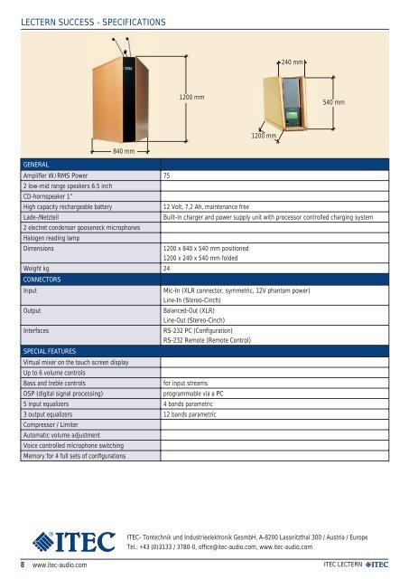 LECTERN SUCCESS MOBILE SOUND SYSTEMS - STARBAEK