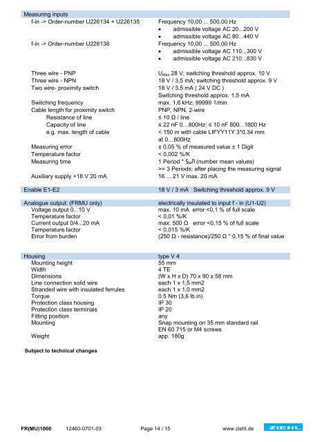 Operating Instructions FR(MU)1000 - ziehl.de