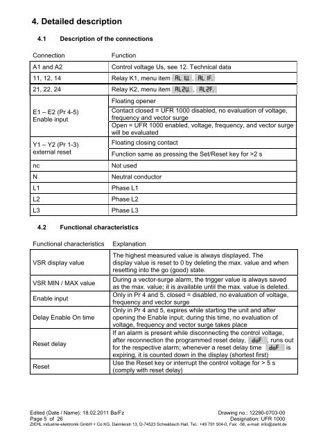 Operating instructions UFR 1000 - ziehl.de