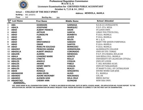 room assignment_cpa_board_exam_manila