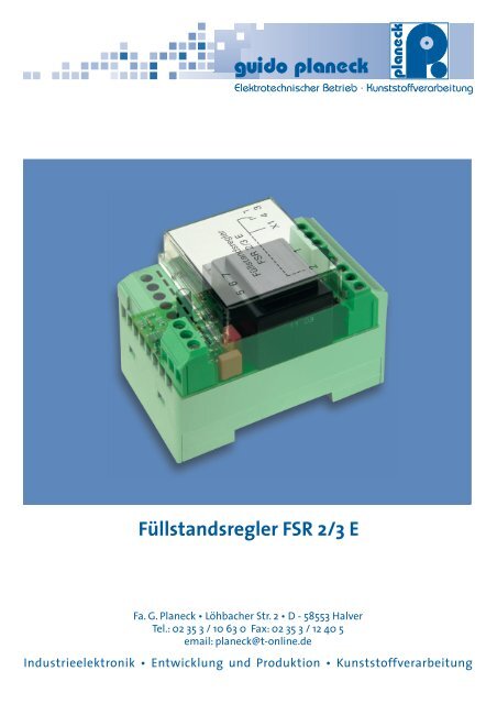 Füllstandsregler FSR 2/3 E Planeck