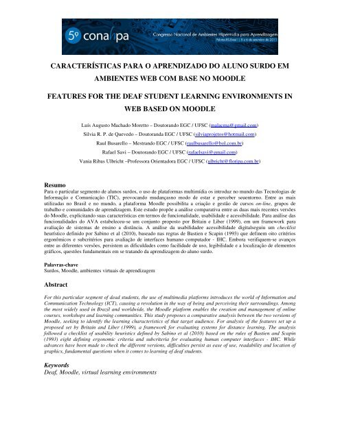 características para o aprendizado do aluno surdo em - UFSC