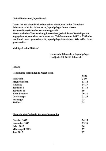 Veranstaltungskalender 2012/2013 - Gemeinde Edewecht