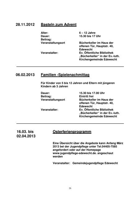 Veranstaltungskalender 2012/2013 - Gemeinde Edewecht