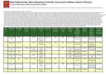 (Department of Health, Government of Bihar): Doctor's Directory