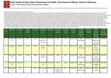 (Department of Health, Government of Bihar): Doctor's Directory