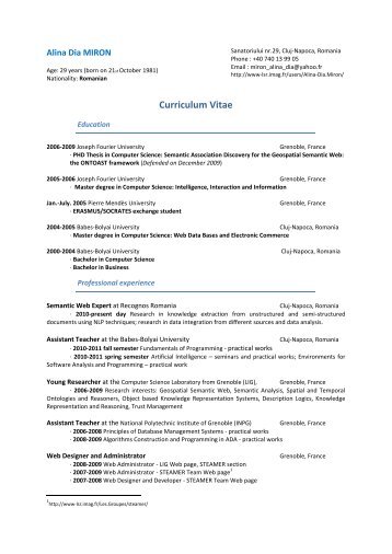 Curriculum Vitae - UBB Cluj