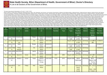 (Department of Health, Government of Bihar): Doctor's Directory