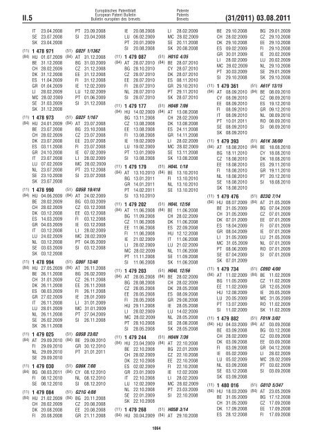 Bulletin 2011/31 - European Patent Office