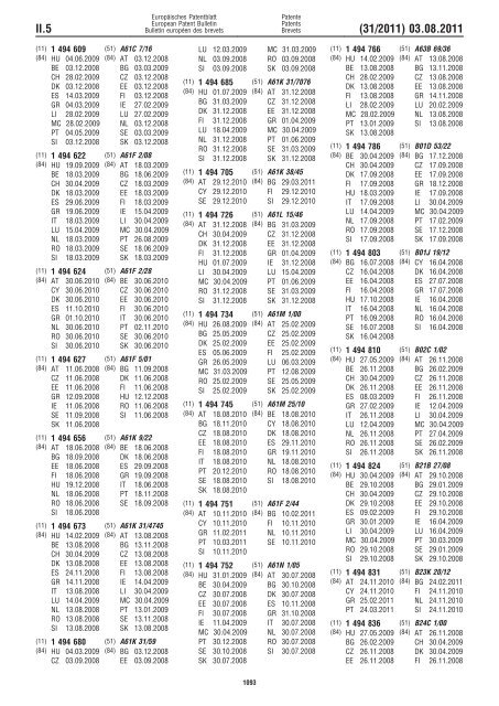 Bulletin 2011/31 - European Patent Office