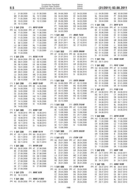 Bulletin 2011/31 - European Patent Office