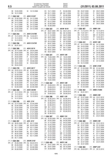 Bulletin 2011/31 - European Patent Office