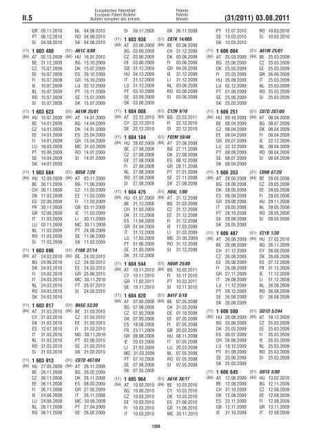 Bulletin 2011/31 - European Patent Office